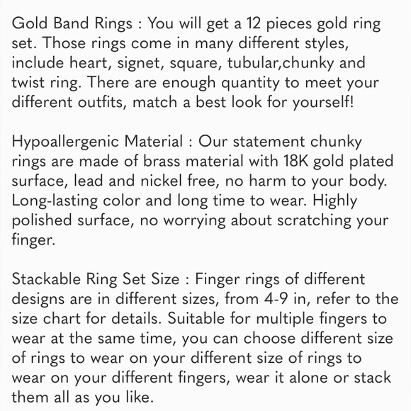 💫 Women Gold Knuckle Ring 18K Plated Open Stacking Adjustable Chunky Rings Gift - Picture 10 of 10
